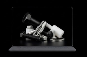 Laptop showcasing screws, bolts, nuts and fasteners